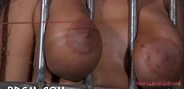  Tied up chick&039;s hot cum-hole is being tortured viciously